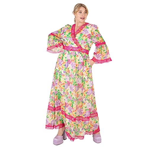 Lovedrobe Damen Womens Ladies Summer Dress Plus Size Curve Floral Pattern Lace Detail Maxi Ankle Length V Neckline Tiered 3/4 Sleeve Kleid, Black, 42 von Lovedrobe