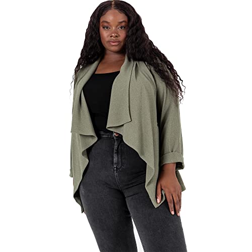 Lovedrobe Women's Ladies for Women Cardigan Waterfall Jacket with Pockets Officewear Work Black Khaki 3/4 Sleeve Cropped Blazer, One Size von Lovedrobe