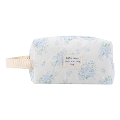 Lovehomily Make-up-Tasche mit großem Fassungsvermögen, floral gesteppt, kariert, tragbare Kosmetik-Aufbewahrungstasche for Damen, großer Reise-Organizer, Leichter Reise-Make-up-Kosmetikkoffe von Lovehomily