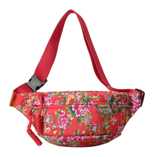 Lovehomily Soft Crescent Fanny Pack Leichte, einfache Umhängetasche, vielseitige Damen-Tagestasche, Damen-Blumen-Umhängetasche (rot) von Lovehomily