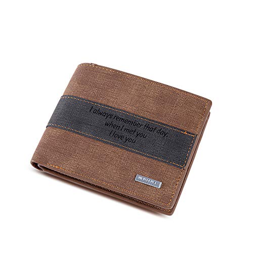 Personalisierte Herren Geldbörse mit Gravur Benutzerdefinierte mit Namen Geldbörse Mann Chic Leder Geldbörse ID Kreditkarte Fotohalter (Hellbraun) von Lovejewellery