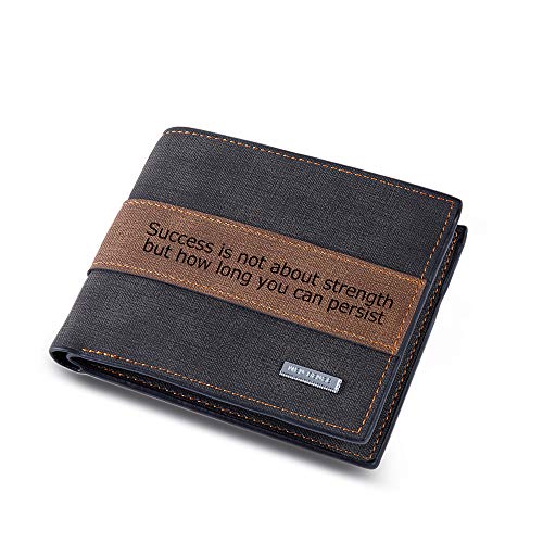 Personalisierte Herren Geldbörse mit Gravur Benutzerdefinierte mit Namen Geldbörse Mann Chic Leder Geldbörse ID Kreditkarte Fotohalter (Schwarz) von Lovejewellery