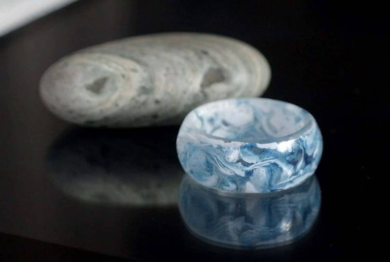 Harz Ring Planeten Uranus Acryl Malerei Raum Universum Gold Nebel Natur Inspiriert Galaxy Verlobungsring von LovelinessNature