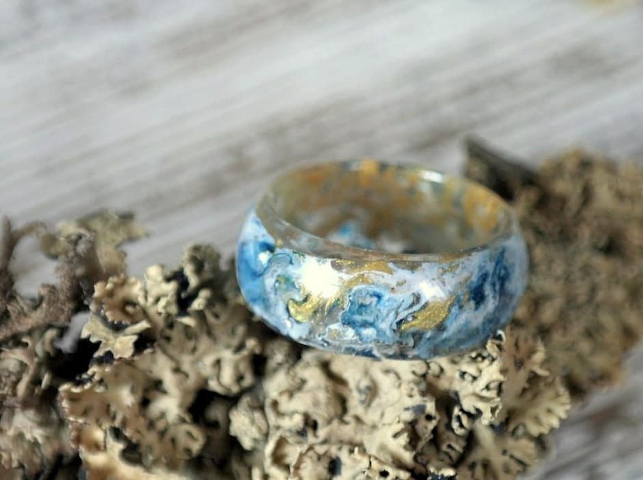 Harz Ring Solar Acryl Malerei Raum Universum Blau Gold Nebel Natur Inspiriert Galaxy Verlobungsring Harz Ring Solar Acryl Malerei Raum Universum Blau Gold Nebel Natur Inspiriert Galaxy Verlobungsring von LovelinessNature