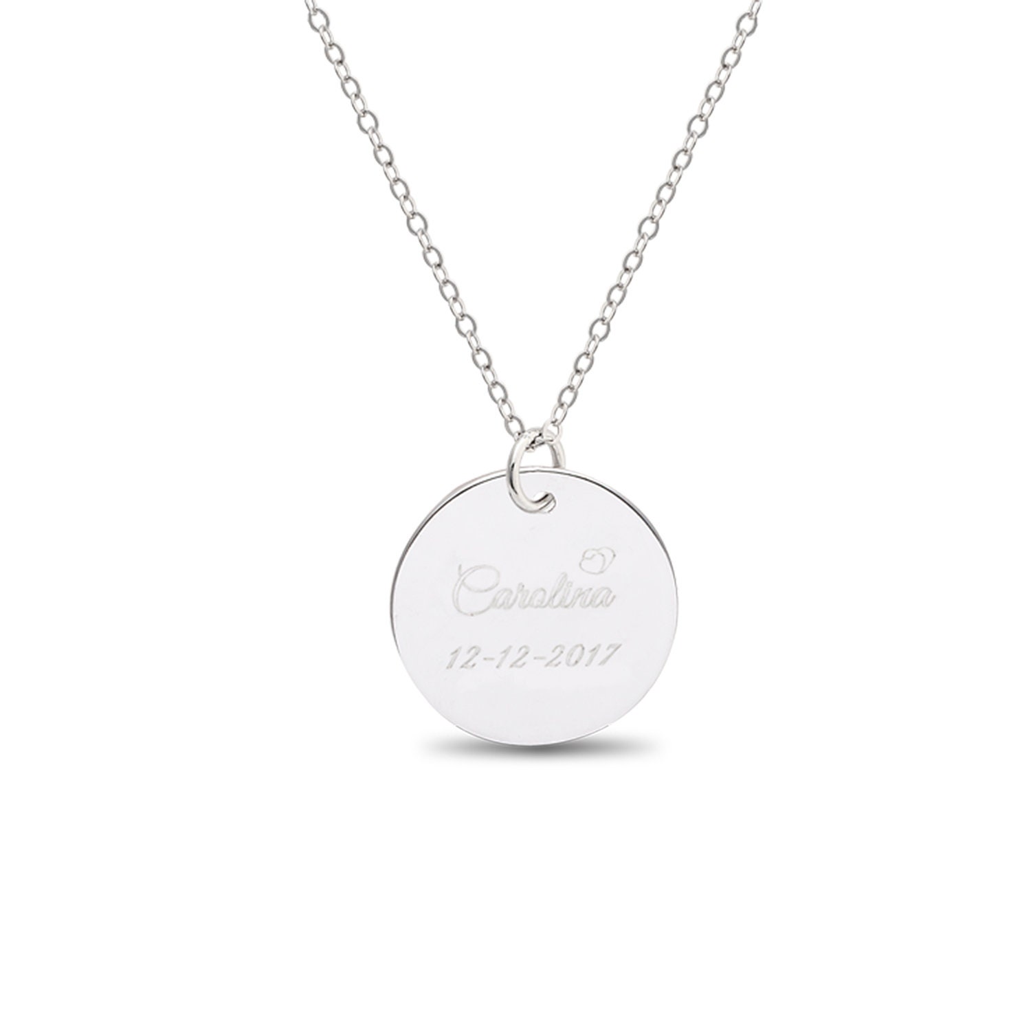 Personalisierter Sterling Silber Disc Anhänger Mit Kostenloser Gravur An Einer Jasserson Kettenhalskette, Geschenk Für Den Yr Liebe Einmal Personalisierter Sterling Silber Disc Anhänger Mit Kostenloser Gravur An Einer Jasserson Kettenhalskette, Geschenk Für Den Yr Liebe Einmal von Lovelockers