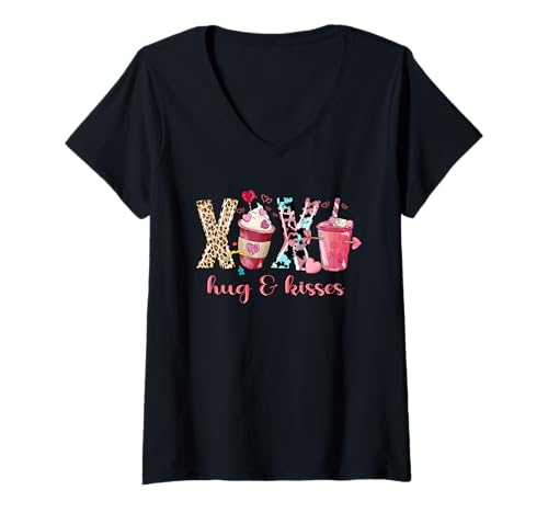 Damen XOXO Umarmung und Küsse T-Shirt mit V-Ausschnitt Damen XOXO Umarmung und Küsse T-Shirt mit V-Ausschnitt von Lovely Design
