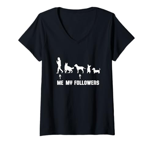 Damen Dog Lover Me My Followers Lustiger Dog-Dad Pet Dogsitter T-Shirt mit V-Ausschnitt Damen Dog Lover Me My Followers Lustiger Dog-Dad Pet Dogsitter T-Shirt mit V-Ausschnitt von Lovely Dog Lover Gifts For Pet Owners