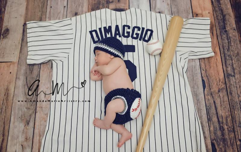 Baseball Photo Prop Hut & Windel-Cover - New York Yankees Geschenk Für Neugeborene Gehäkelte Babyparty von LovelyBabyKnits