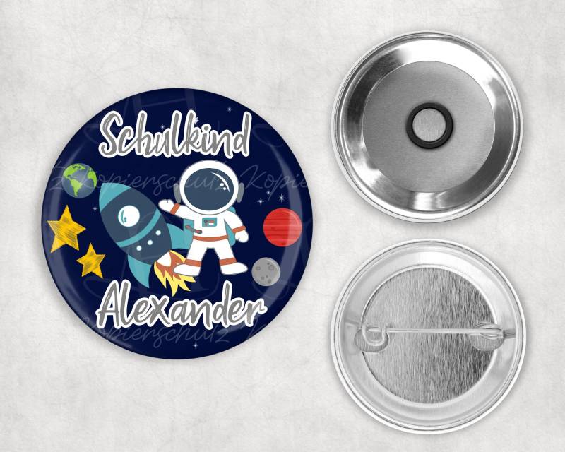 Button I Einschulung Schulkind Personailsiert Mit Magnet Oder Sicherheitsnadel Schulkind Astronaut von LovelyHandmadeSiegen