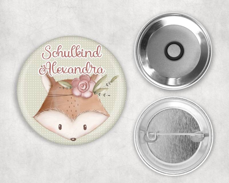 Button I Einschulung Schulkind Personailsiert Mit Magnet Oder Sicherheitsnadel Schulkind Fuchs von LovelyHandmadeSiegen