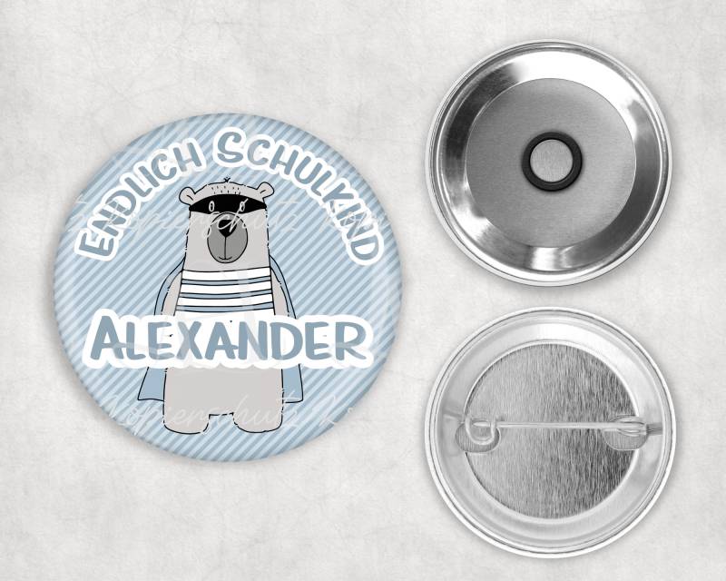 Button I Einschulung Schulkind Personalisiert Mit Magnet Oder Sicherheitsnadel Endlich Superheld von LovelyHandmadeSiegen