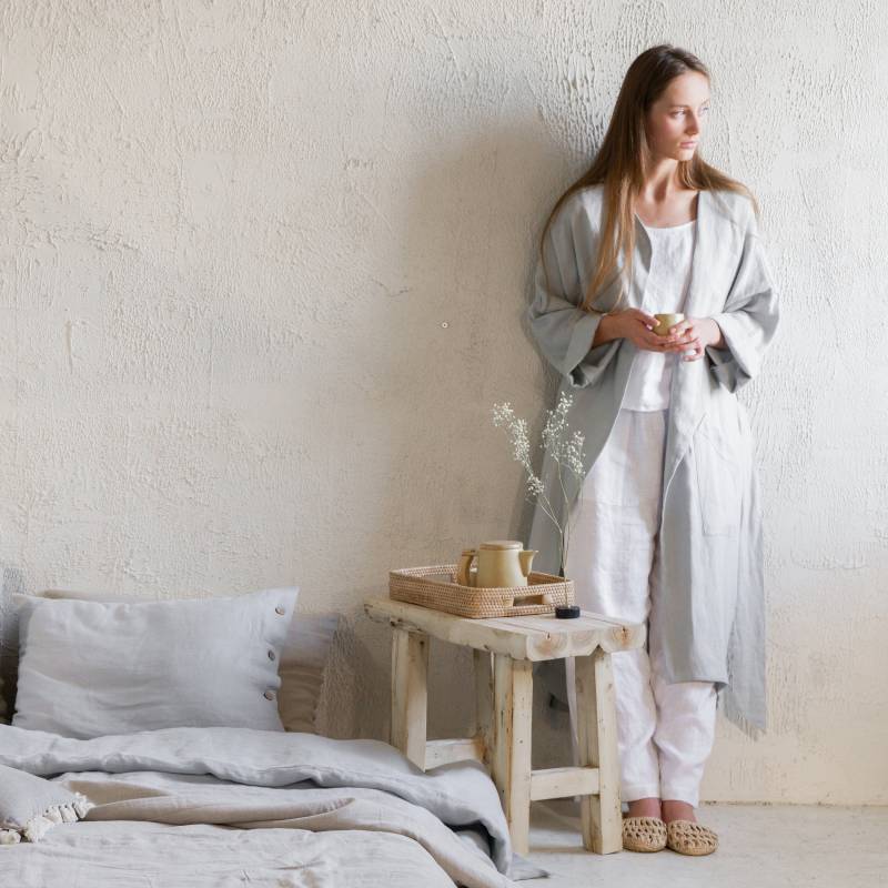 Langer Leinen Morgenmantel in Verschiedenen Farben, Bademantel, Unisex Morgenmantel, Spa Robe, Bademäntel Für Frauen von LovelyHomeIdea