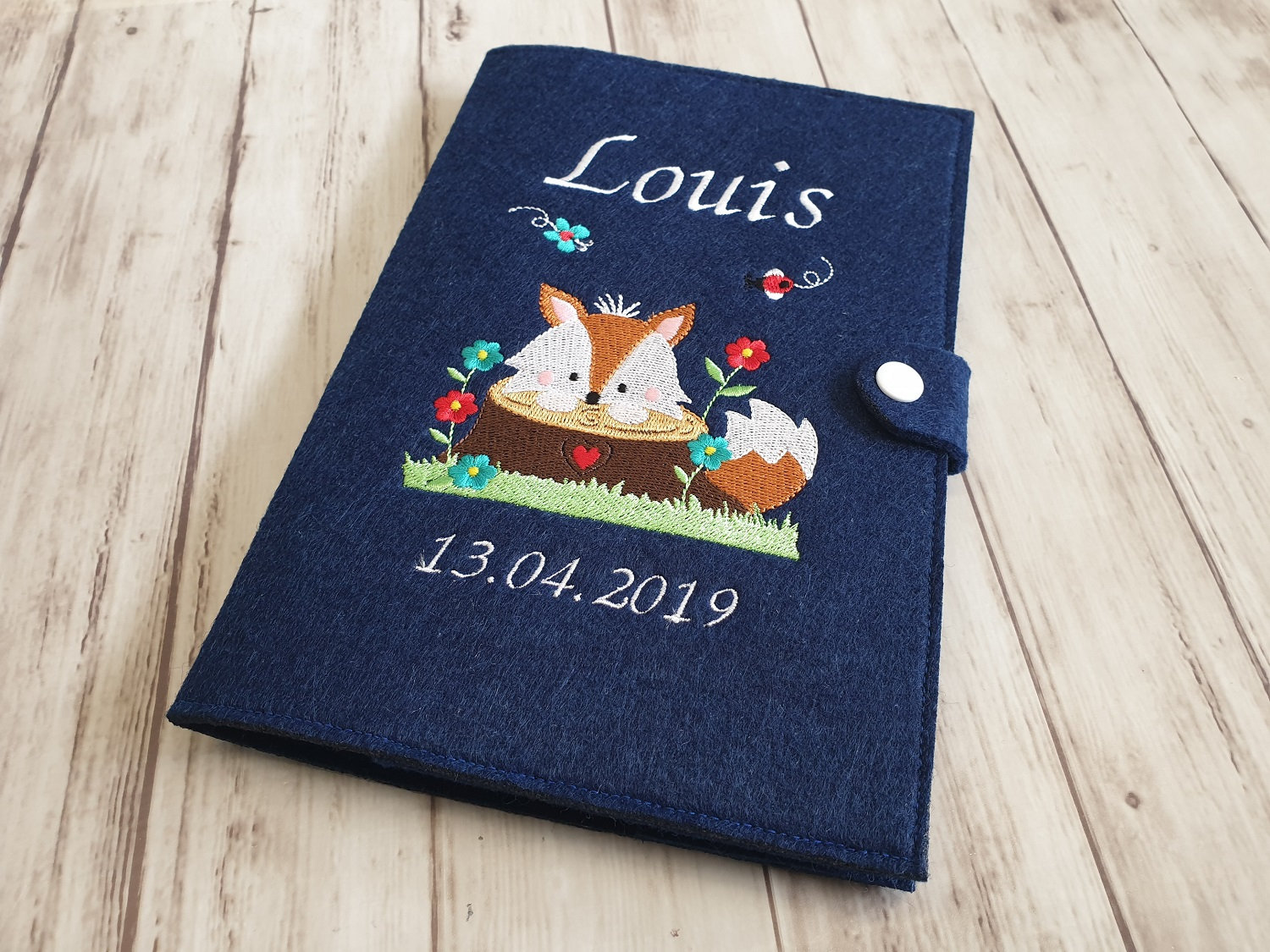 U-Heft Hülle Filz Mit Name Und Datum Fuchs von LovelyLoreleyShop