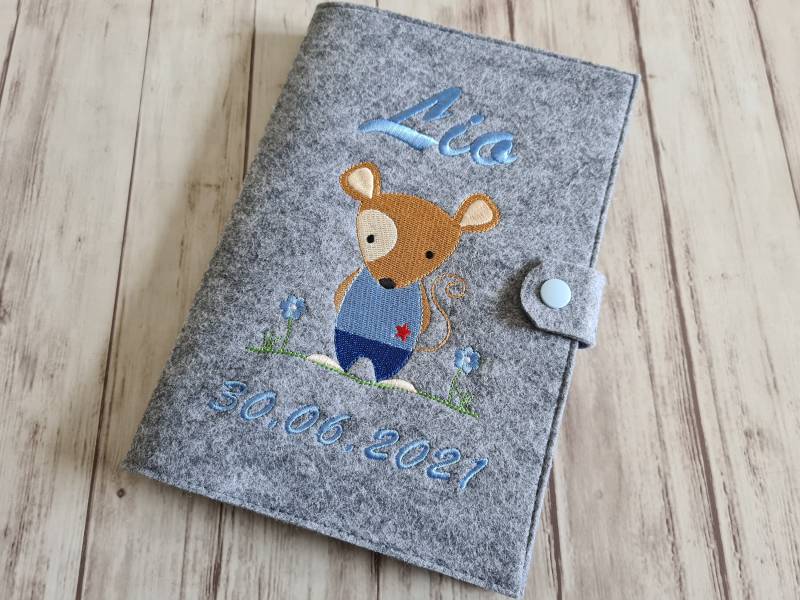 U-Heft Hülle Filz Mit Name Und Datum Maus Junge U-Heft Hülle Filz Mit Name Und Datum Maus Junge von LovelyLoreleyShop