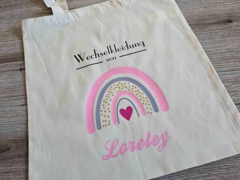 Wechselkleidung Kita Kindergarten Schule Regenbogen Rosa Stoffbeutel Stofftasche Turnbeutel Personalisiert Name Wechselkleidung Kita Kindergarten Schule Regenbogen Rosa Stoffbeutel Stofftasche Turnbeutel Personalisiert Name von LovelyLoreleyShop