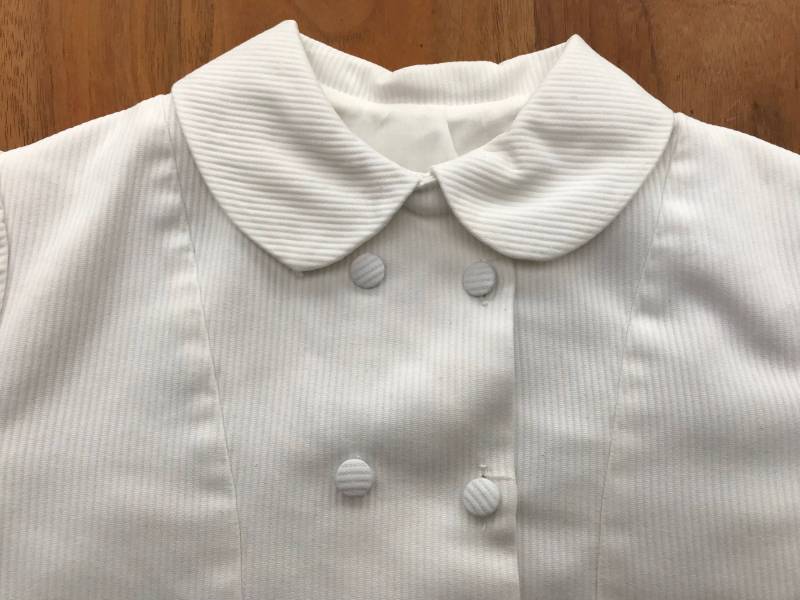 Mini Mod 1960Er Jahre Jacke, Gerippten Vintage Mädchen 18 M - 2 Jahre, Weiß Peter Pan Kragen Zweireiher Mini Mod 1960Er Jahre Jacke, Gerippten Vintage Mädchen 18 M - 2 Jahre, Weiß Peter Pan Kragen Zweireiher von LovelyTingsVintage