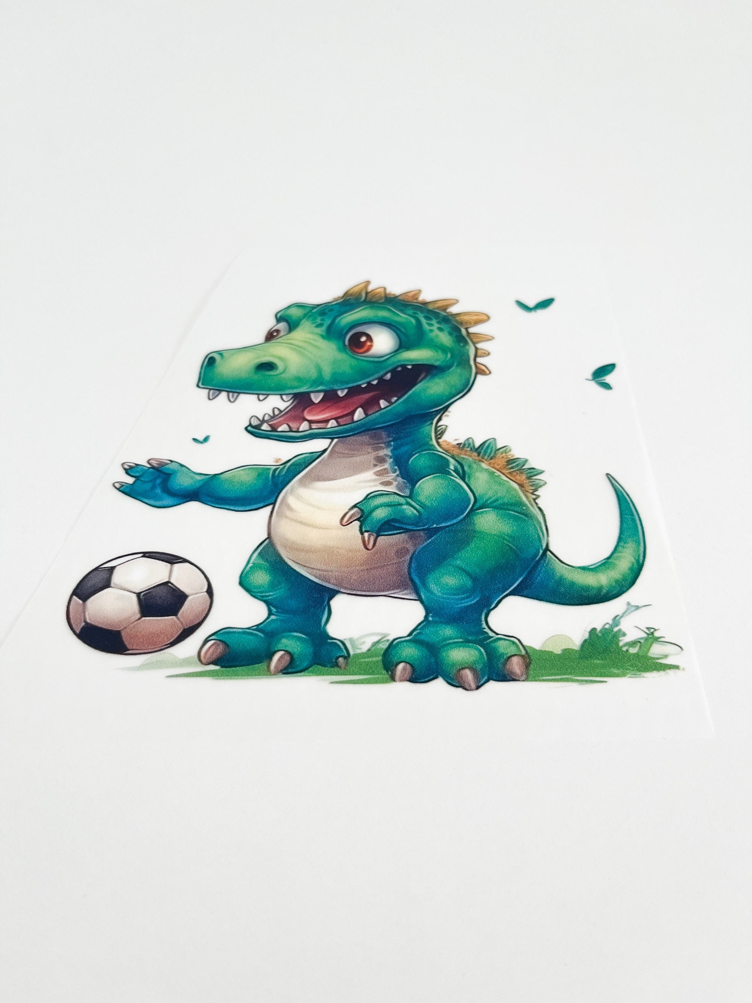 Bügelbild Fußballdino 13x13cm von LovelyUnikat