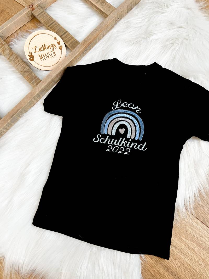 Einschulungsshirt Boho-Regenbogen Blau von LovelyUnikat
