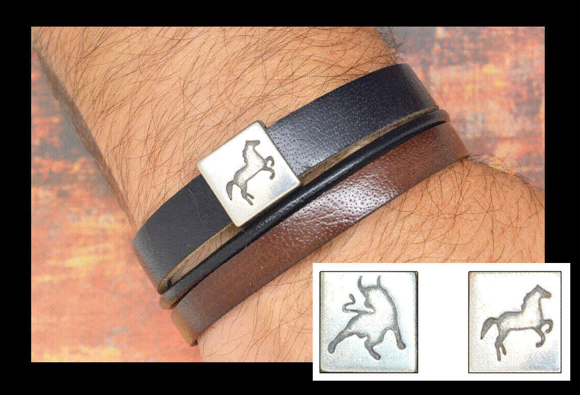 Herrenarmband, Braunes Und Schwarzes Leder, Pferde - Oder Stierperle, Magnetschließe, Silbernes Metall Herrenarmband, Braunes Und Schwarzes Leder, Pferde - Oder Stierperle, Magnetschließe, Silbernes Metall von LovelyWordsBoutique