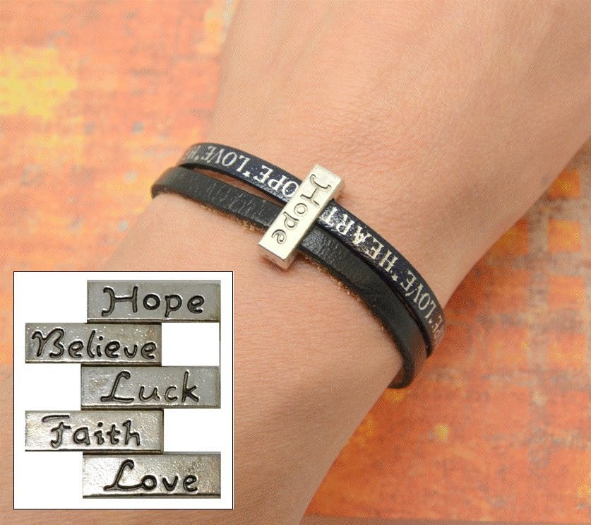 Weiblich, Braun Leder Armband, Mit Botschaft, Metall Silber, Perle Nachricht Anpassen Weiblich, Braun Leder Armband, Mit Botschaft, Metall Silber, Perle Nachricht Anpassen von LovelyWordsBoutique
