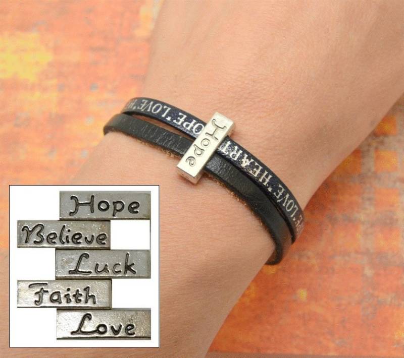 Weiblich, Braun Leder Armband, Mit Botschaft, Metall Silber, Perle Nachricht Anpassen Weiblich, Braun Leder Armband, Mit Botschaft, Metall Silber, Perle Nachricht Anpassen von LovelyWordsBoutique