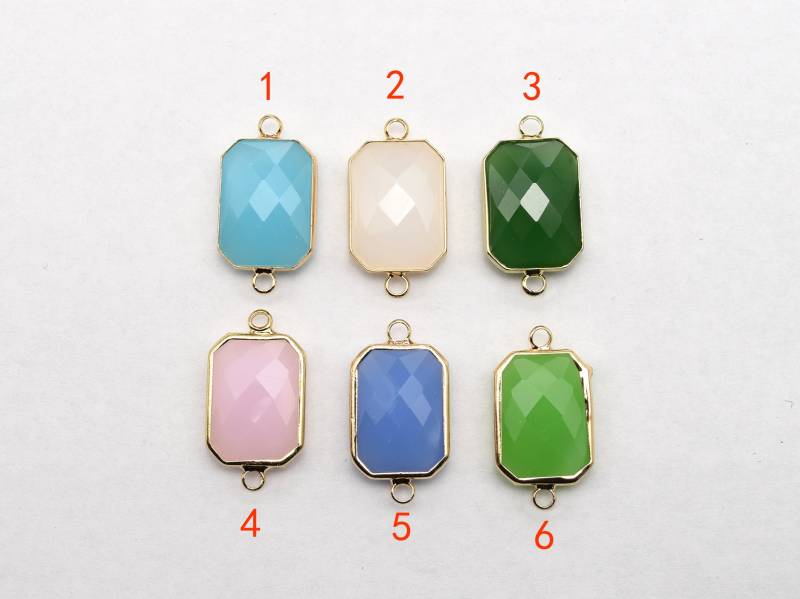 13x18mm Rechteckiger Jade-Verbinder in Goldenem Metall Umwickelt von Lovelybeadllc