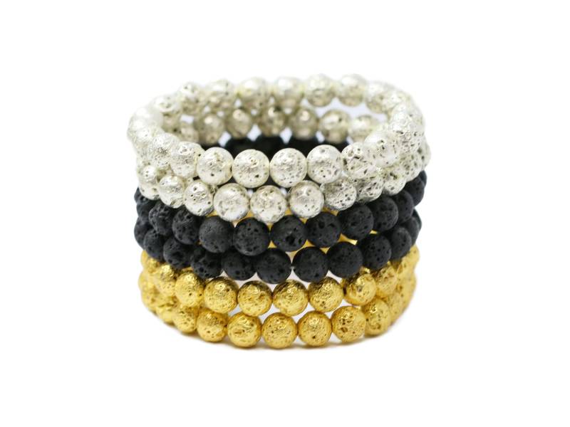 8mm Handgemachtes Lavastein Edelstein Dehnbares Armband | 7.5 Inches von Lovelybeadllc