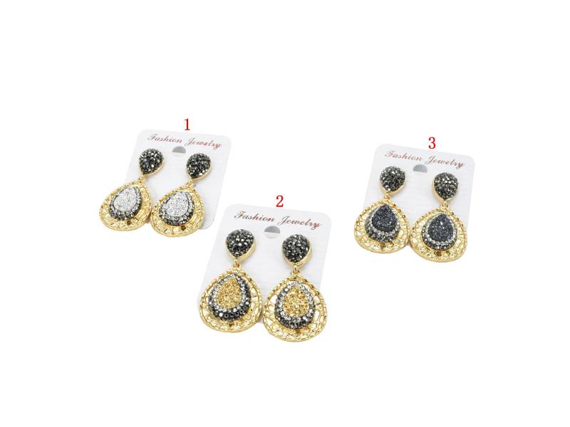 Gold Teardrop Mit Druzy Und Pave Strass Baumeln Tropfen Ohrringe | 41mm Lang von Lovelybeadllc