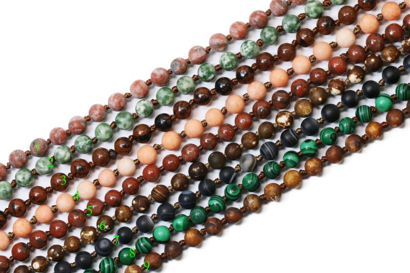 Handgemachte Doppelknoten Edelstein Lange Halsketten 6mm Lang/Vorgeknotete Halskette - Verschiedene Edelsteine von Lovelybeadllc