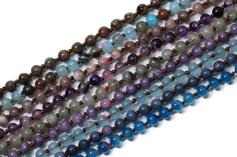 Handgemachte Glatte 6mm Doppelt Geknotete Edelstein | Jade Halsketten 36 Zoll Lang/Vorgeknotete Halskette- Sortiert - Edelsteine von Lovelybeadllc