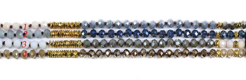 Lovely Bead Handmade Double Knotted 8x6mm Crystal Mit Metallperlen Halskette 60 Zoll Long von Lovelybeadllc