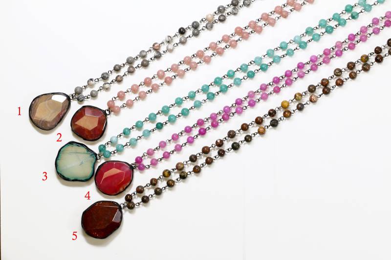 Schöne Bead 6mm Handgemachte Edelstein Rosenkranz Kette Anhänger Halskette 36 Zoll Lang von Lovelybeadllc