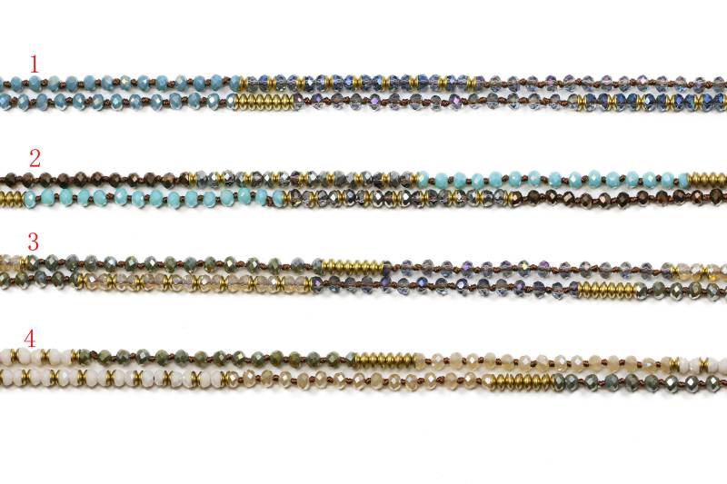 Schöne Bead Handgemachte Doppelt Geknotet 4x3mm Kristall Mit Metall Perlen Halskette 60 Zoll Lang von Lovelybeadllc