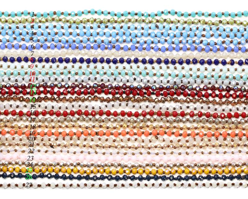 Schöne Perle Handgemachte Lange Geknotete Kristallhalsketten 36 Zoll Lang | 4 X 3 Mm von Lovelybeadllc