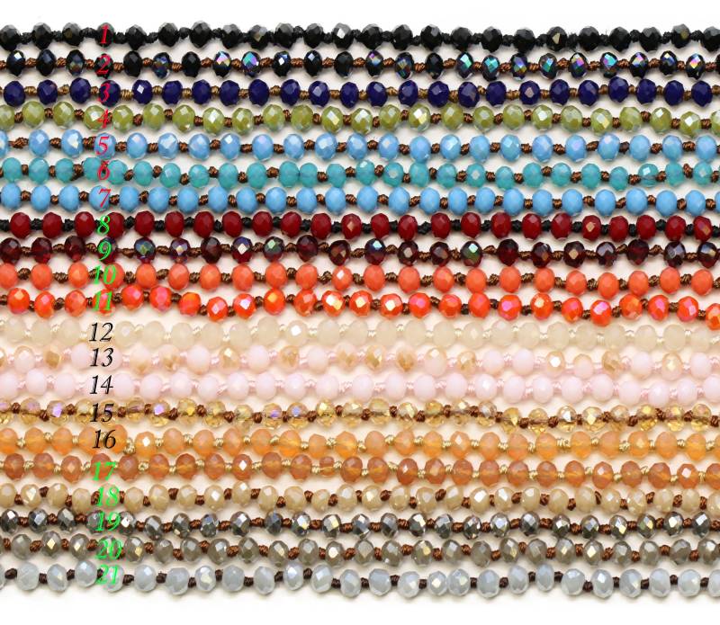 Schöne Perle Handgemachte Lange Geknotete Kristallhalsketten 60 Zoll Lang | 4x3 Mm von Lovelybeadllc