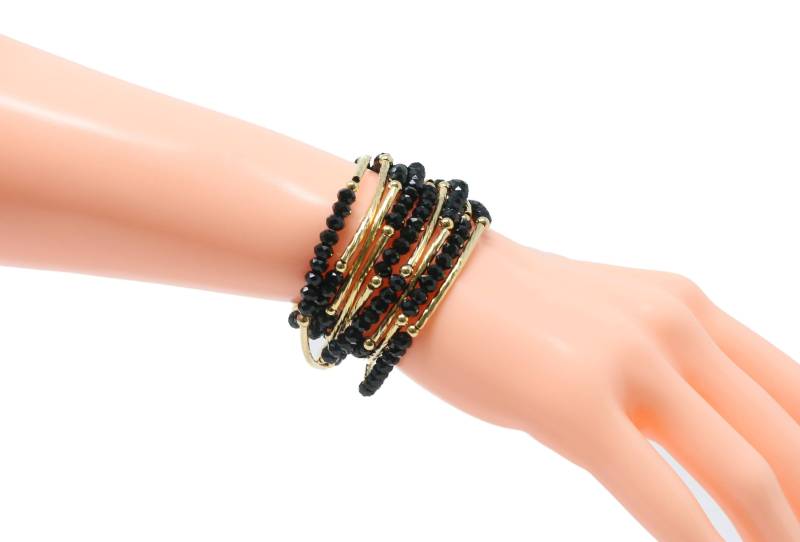 Wunderschöne Perlen 14K Gold Filled Tubes Mit Schwarzem Kristall Roundels Armband von Lovelybeadllc