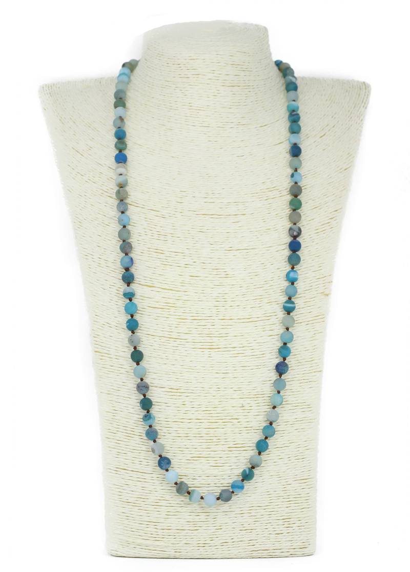 Wunderschöne Perlen Handgemachte Doppelknoten Blau Druzy Lange Halsketten 36 Zoll Lang | 8mm/Vorgeknotete Halskette - Verschiedene Edelsteine von Lovelybeadllc