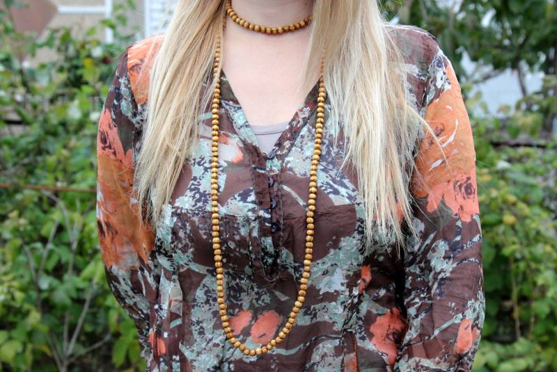 Perlen Halskette Doppel Wickeln Boho Stammes Holz Perle Schmuck Stammesschmuck von Lovelyblackpanther