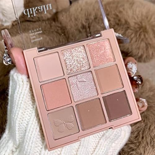 Lovelycat 9-Farben Glitter Lidschatten Make-up Palette, Lidschatten Pulver, Matte Hochpigmentierte Bunte,Cremige Textur für langanhaltende Lidschatten Pulver Kosmetik, natürliche wasserdichte (24#) von Lovelycat