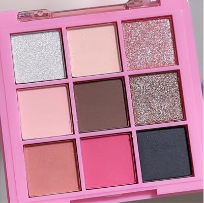 Lovelycat 9 Farben Glitzer-Lidschatten-Make-up-Palette, matt, hochpigmentiert, bunt, cremige Textur, Lidschatten-Puder, natürliche, wasserdichte, langlebige -Kosmetik (C) von Lovelycat