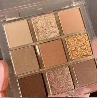 Lovelycat 9 Farben Glitzer-Lidschatten-Make-up-Palette, matt, hochpigmentiert, bunt, cremige Textur, Lidschatten-Puder, natürliche, wasserdichte, langlebige -Kosmetik (gold) von Lovelycat