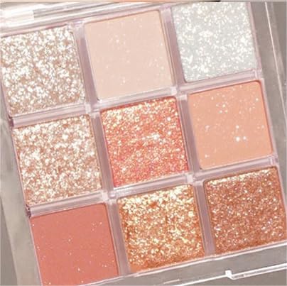 Lovelycat 9 Farben Glitzer-Lidschatten-Make-up-Palette, matt, hochpigmentiert, bunt, cremige Textur, Lidschatten-Puder, natürliche, wasserdichte, langlebige -Kosmetik (orange) von Lovelycat