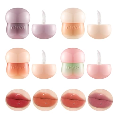 Lovelycat Blurring Pudding Pot Lip, Pudding Glow Lip Balm, Pudding Glow Lip Balm, nicht klebrig glänzend getönte Lippen Balm Make-up, langlebig wasserdicht (4PC, One Size) von Lovelycat