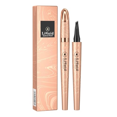 Lovelycat Gold Tube Wilde Augenbraue, Vier Gabel flüssiger Augenbrauenstift, Wasserdicht und nicht verschmierend, Vier Kopf geschmiedeter Augenbrauenstift (4#Black) von Lovelycat