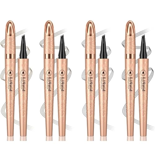 Lovelycat Gold Tube Wilde Augenbraue, Vier Gabel flüssiger Augenbrauenstift, Wasserdicht und nicht verschmierend, Vier Kopf geschmiedeter Augenbrauenstift (4PC) von Lovelycat