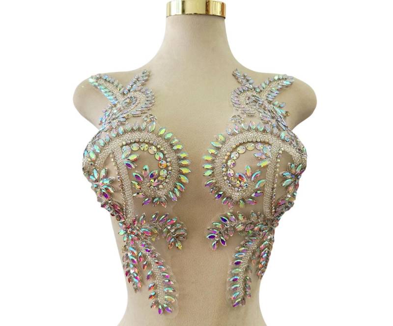 1 Paar Luxuriöse Strass Perlen Spitze Patch, Hochzeit Brautkleid Helle Diamant Vorne Brust Applikation Abendkleid Zubehör 1 Paar Luxuriöse Strass Perlen Spitze Patch, Hochzeit Brautkleid Helle Diamant Vorne Brust Applikation Abendkleid Zubehör von LovelylaceStore