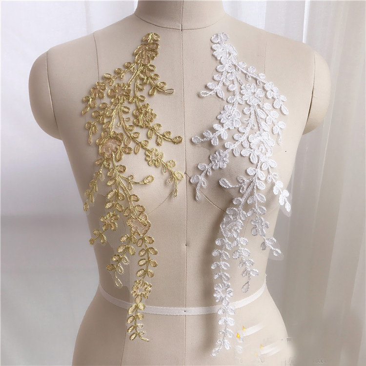 2 Stück Blumen Stickerei Spitze Applikation Patch, Hochzeit Brautkleid Gold Weiße Applikation, Abendkleid Gestickte Applikationen 12 cm X39cm 2 Stück Blumen Stickerei Spitze Applikation Patch, Hochzeit Brautkleid Gold Weiße Applikation, Abendkleid Gestickte Applikationen 12 cm X39cm von LovelylaceStore