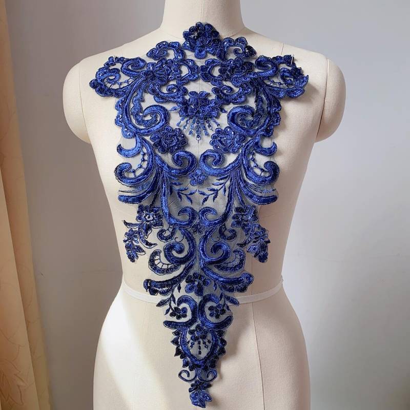 30cmx53cm Perlen Blumen Stickerei Spitze Applikation Patch, Brautkleid Große Applikation, Abendkleid Gestickte Applikationen von LovelylaceStore