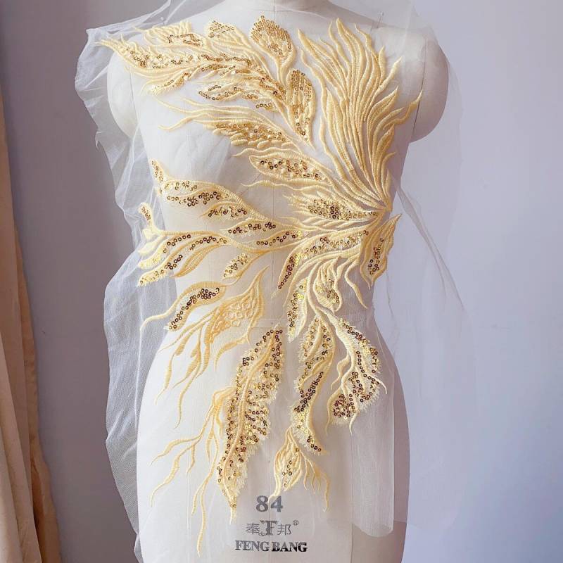 30cmx63cm Solid Pailletten Blumen Stickerei Spitze Applikation Patch, Große Brautkleid Spitzen Applikation, Abendkleid Gestickte Applikationen 30cmx63cm Solid Pailletten Blumen Stickerei Spitze Applikation Patch, Große Brautkleid Spitzen Applikation, Abendkleid Gestickte Applikationen von LovelylaceStore