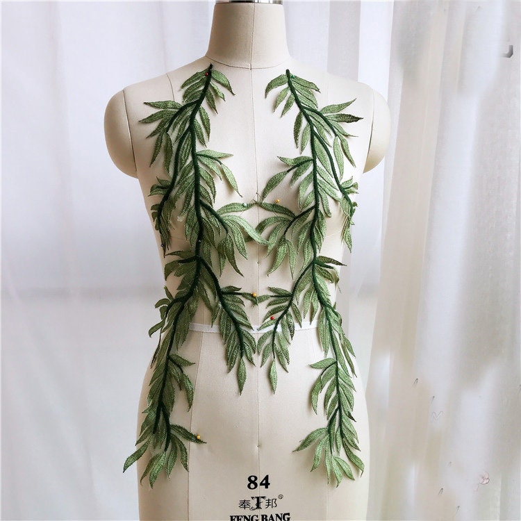 4 Farben Lange Größe Blatt Stickerei Spitze Applikation Patch, Braut Applikation, Abendkleid Gestickte Applikationen 22 cm X 57cm 4 Farben Lange Größe Blatt Stickerei Spitze Applikation Patch, Braut Applikation, Abendkleid Gestickte Applikationen 22 cm X 57cm von LovelylaceStore